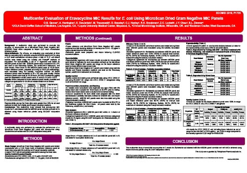 Multicenter Evaluation of Eravacycline MIC Results for E. coli Using MicroScan Dried Gram Negative MIC Panels