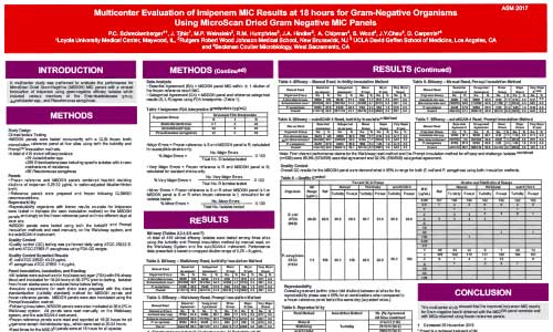 Multicenter evaluation of Imipenem MIC results at 18 hours for Gram-Negative organisms using MicroScan Dried Gram Negative MIC panels